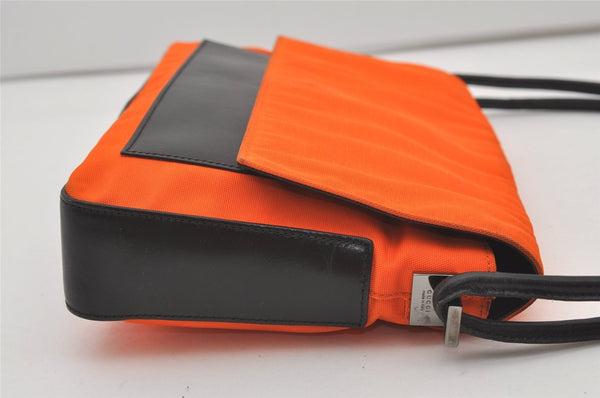 Authentic GUCCI Vintage Shoulder Hand Bag Purse Nylon Leather Orange 1879J