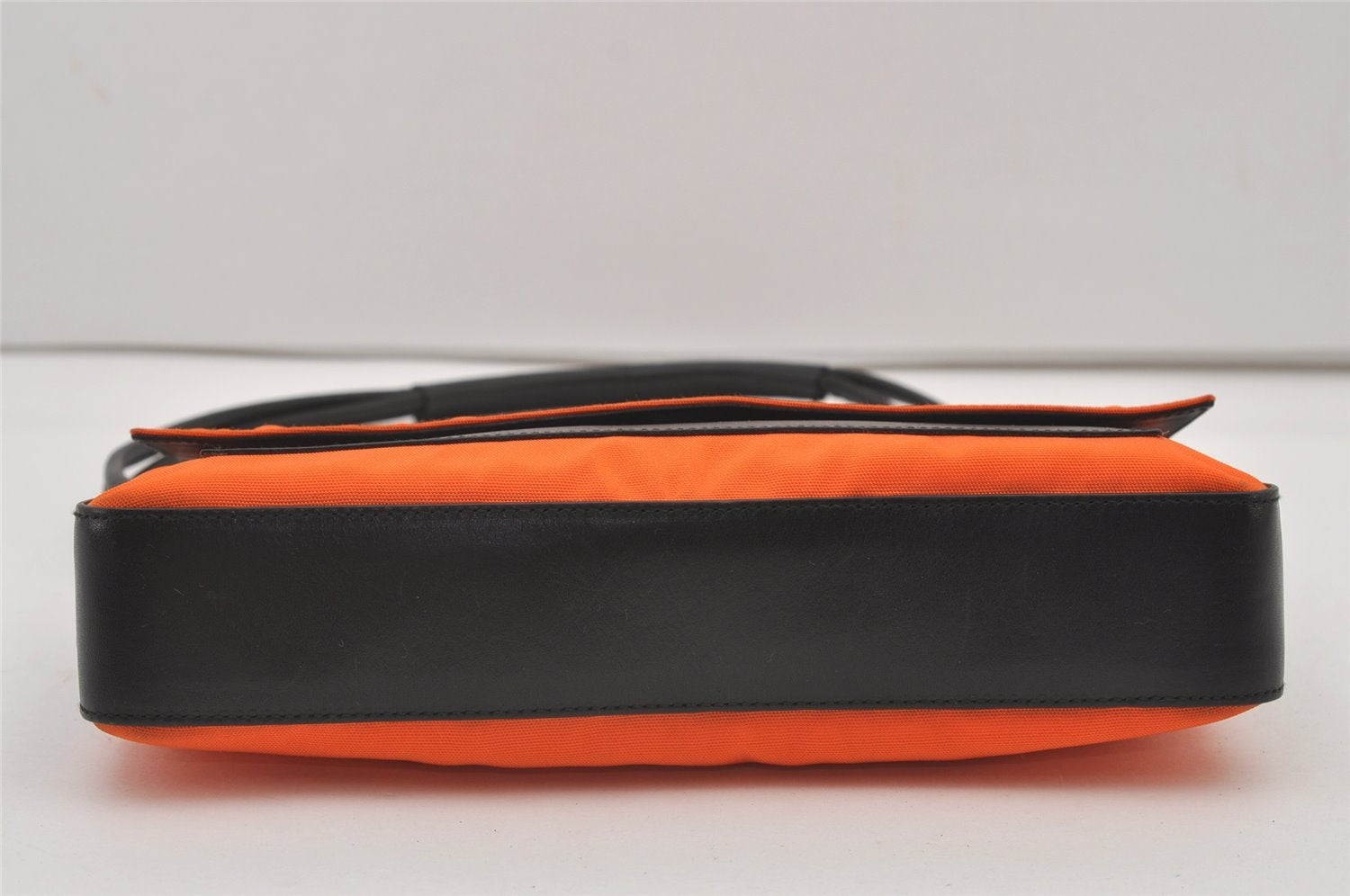 Authentic GUCCI Vintage Shoulder Hand Bag Purse Nylon Leather Orange 1879J