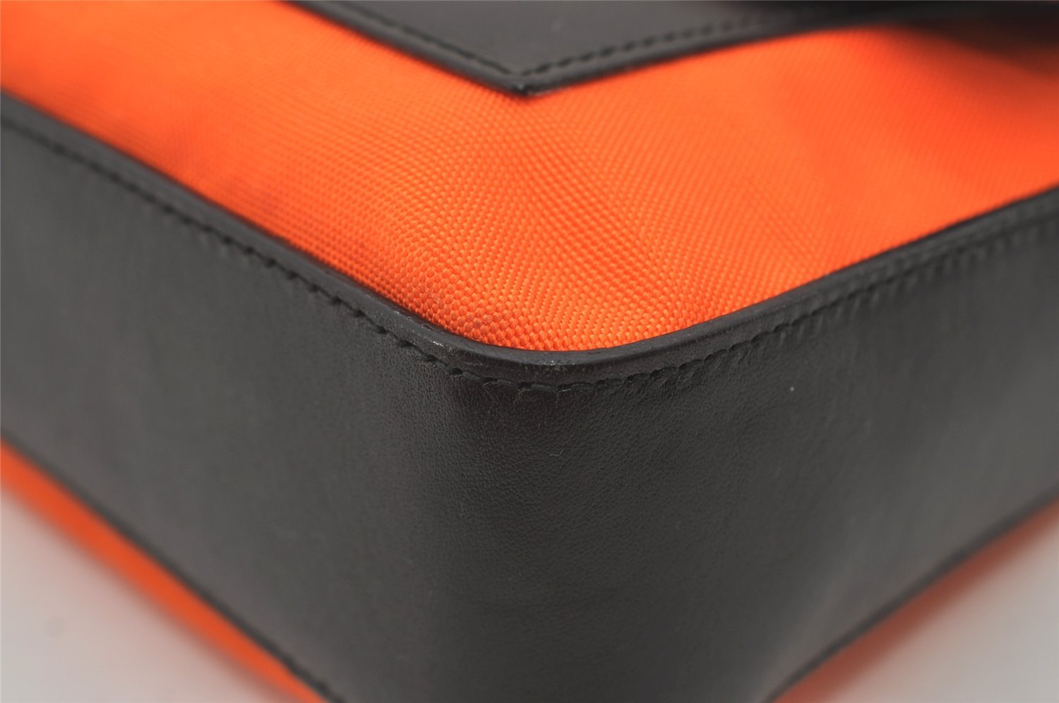 Authentic GUCCI Vintage Shoulder Hand Bag Purse Nylon Leather Orange 1879J