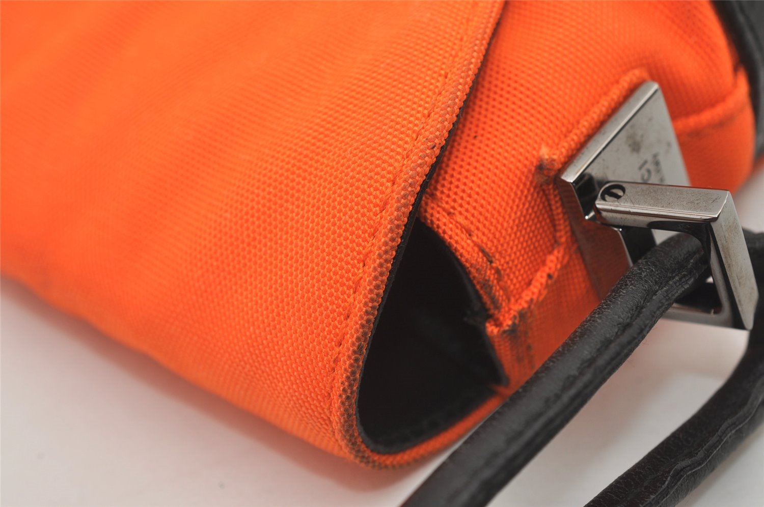 Authentic GUCCI Vintage Shoulder Hand Bag Purse Nylon Leather Orange 1879J