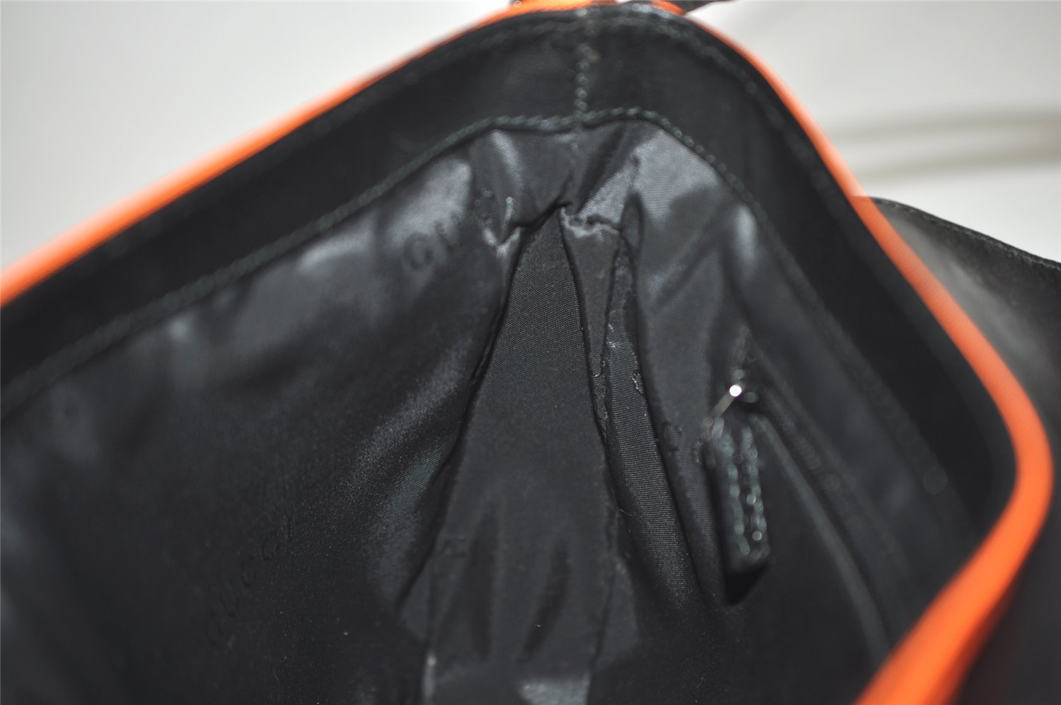 Authentic GUCCI Vintage Shoulder Hand Bag Purse Nylon Leather Orange 1879J