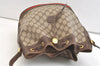 Authentic GUCCI Web Sherry Line Drawstring Bag GG PVC Leather Brown Junk 1880K