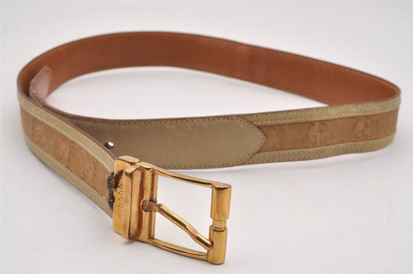 Authentic GUCCI Vintage Belt GG Canvas Leather Size 80cm 31.5" Beige 1882J