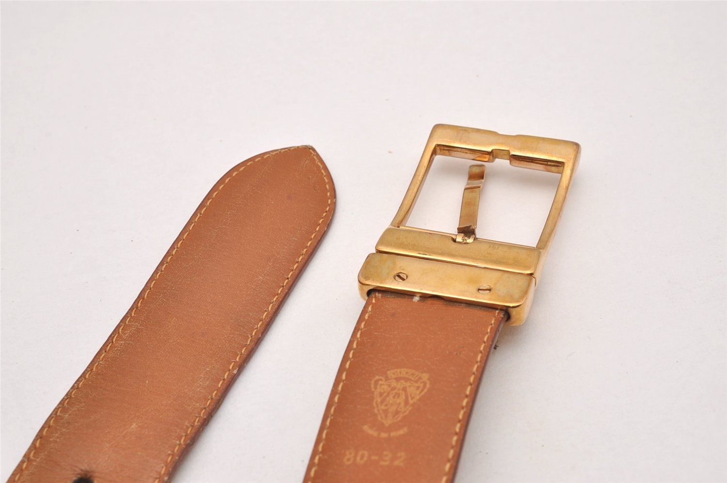 Authentic GUCCI Vintage Belt GG Canvas Leather Size 80cm 31.5