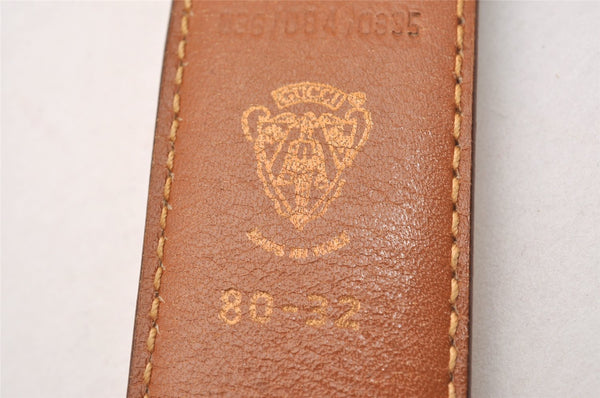 Authentic GUCCI Vintage Belt GG Canvas Leather Size 80cm 31.5" Beige 1882J