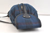 Authentic BURBERRY Check Canvas Leather Drawstring Backpack Navy Blue Junk 1882K