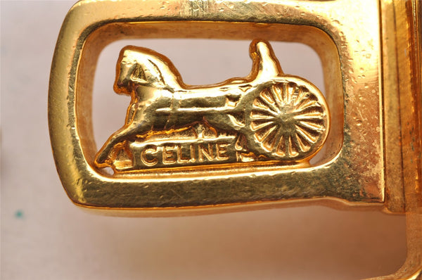 Authentic CELINE Horse Carriage Belt Leather 91.5-100cm 36-39.4" White 1883J