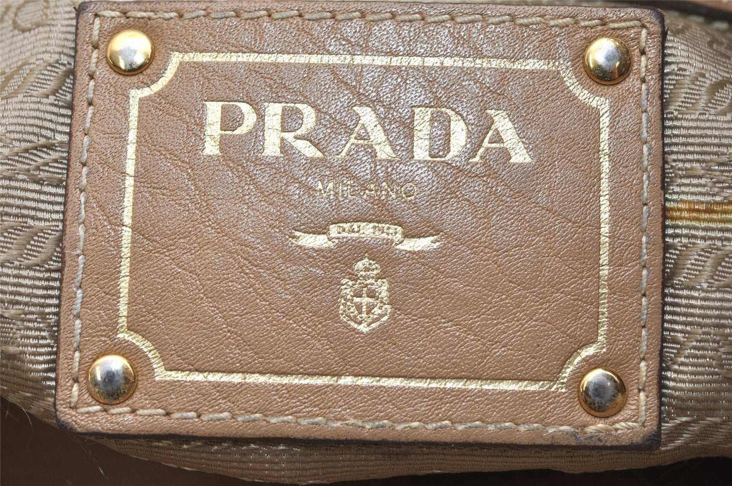 Authentic PRADA Vintage Leather Shoulder Tote Bag Beige 1884K