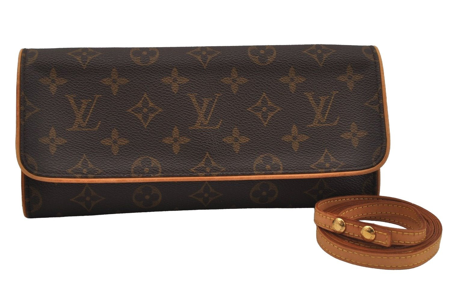 Authentic Louis Vuitton Monogram Pochette Twin GM Shoulder Bag M51852 LV 1886J