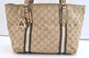 Authentic GUCCI Sherry Line Tote Bag GG Canvas Leather 137396 Beige Gold 1887K