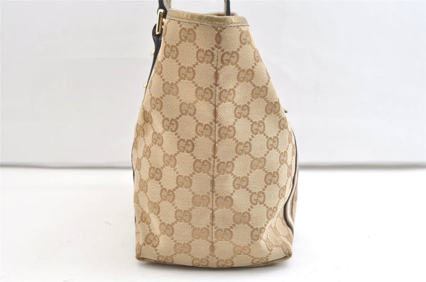 Authentic GUCCI Sherry Line Tote Bag GG Canvas Leather 137396 Beige Gold 1887K