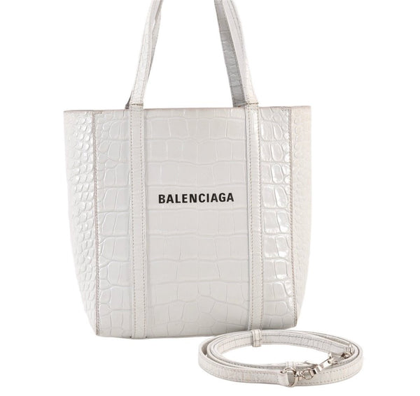 Authentic BALENCIAGA Everyday Tote Bag XXS 2Way Leather 551815 White 1888K