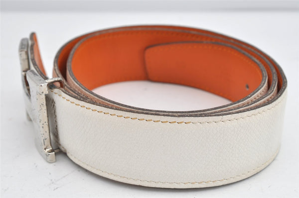 Authentic HERMES Constance Leather Belt Size 80cm 31.5inches White Brown 1889K