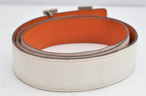 Authentic HERMES Constance Leather Belt Size 80cm 31.5inches White Brown 1889K