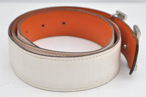 Authentic HERMES Constance Leather Belt Size 80cm 31.5inches White Brown 1889K