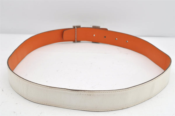 Authentic HERMES Constance Leather Belt Size 80cm 31.5inches White Brown 1889K