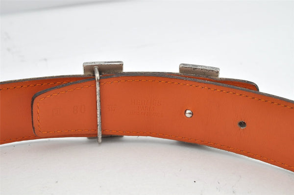 Authentic HERMES Constance Leather Belt Size 80cm 31.5inches White Brown 1889K