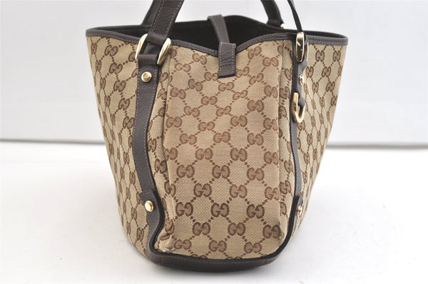 Authentic GUCCI Abbey Shoulder Tote Bag GG Canvas Leather 130736 Brown 1891K