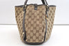 Authentic GUCCI Abbey Shoulder Tote Bag GG Canvas Leather 130736 Brown 1891K