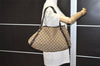 Authentic GUCCI Abbey Shoulder Tote Bag GG Canvas Leather 130736 Brown 1891K