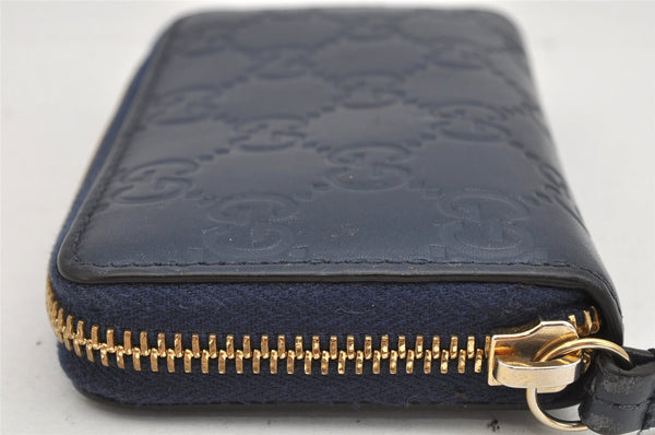 Authentic GUCCI Guccissima Coin Purse Case GG Leather 447939 Navy Blue 1892K