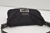 Authentic FENDI Mamma Baguette Shoulder Hand Bag Jersey Leather Black Junk 1893J