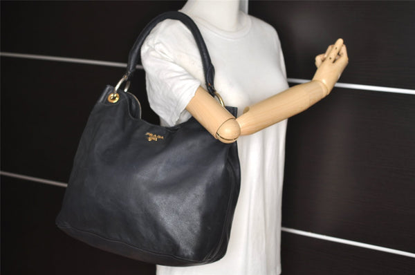 Authentic PRADA Vintage Leather Nappa Shoulder Bag B4829M Black 1895I