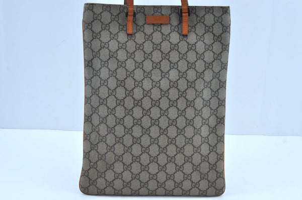 Authentic GUCCI Vintage Tote Hand Bag GG PVC Leather 117551 Brown 1896I