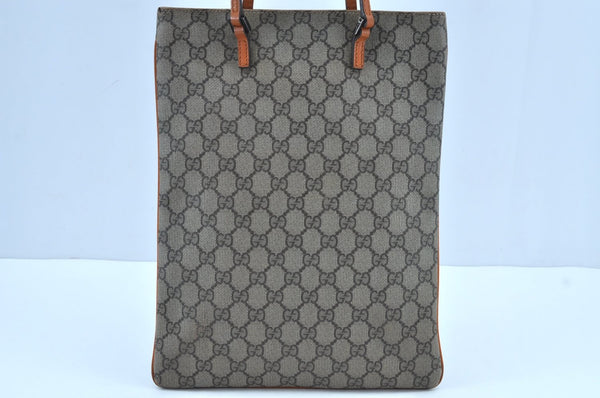 Authentic GUCCI Vintage Tote Hand Bag GG PVC Leather 117551 Brown 1896I