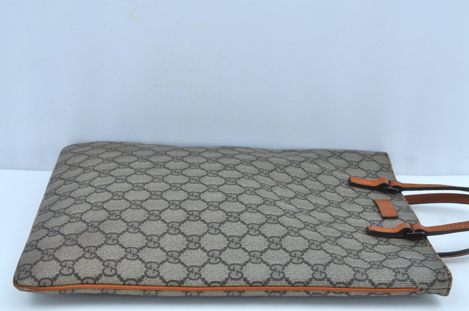 Authentic GUCCI Vintage Tote Hand Bag GG PVC Leather 117551 Brown 1896I