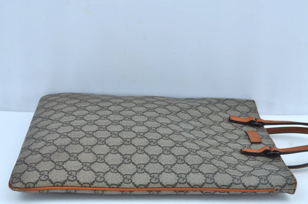 Authentic GUCCI Vintage Tote Hand Bag GG PVC Leather 117551 Brown 1896I