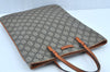 Authentic GUCCI Vintage Tote Hand Bag GG PVC Leather 117551 Brown 1896I
