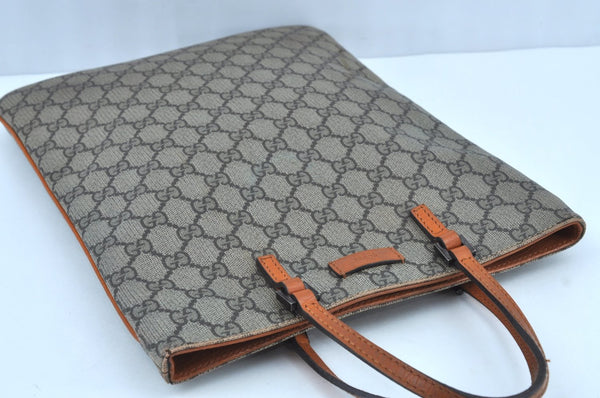 Authentic GUCCI Vintage Tote Hand Bag GG PVC Leather 117551 Brown 1896I
