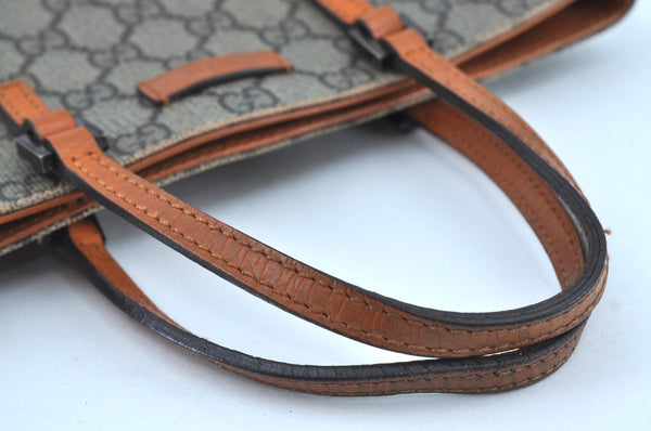Authentic GUCCI Vintage Tote Hand Bag GG PVC Leather 117551 Brown 1896I