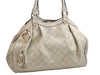 Authentic GUCCI Guccissima Sukey Hand Tote Bag GG Leather 211944 White 1896K