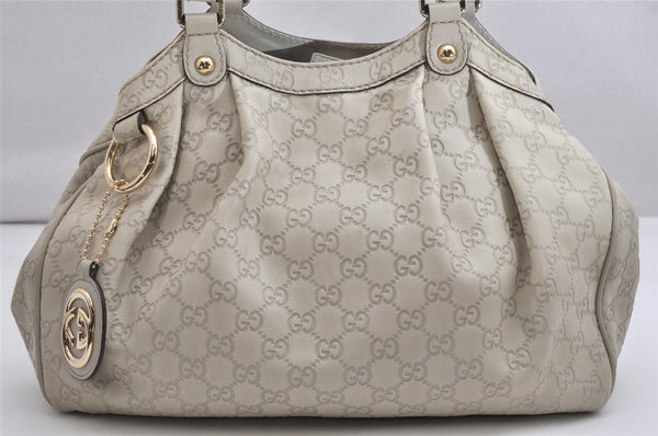 Authentic GUCCI Guccissima Sukey Hand Tote Bag GG Leather 211944 White 1896K