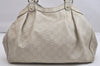 Authentic GUCCI Guccissima Sukey Hand Tote Bag GG Leather 211944 White 1896K