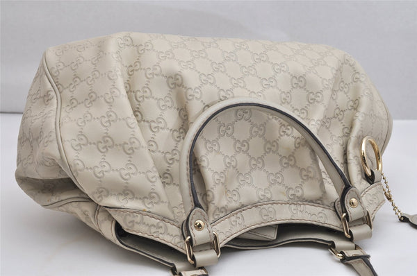 Authentic GUCCI Guccissima Sukey Hand Tote Bag GG Leather 211944 White 1896K