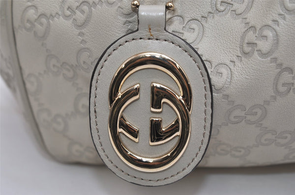 Authentic GUCCI Guccissima Sukey Hand Tote Bag GG Leather 211944 White 1896K