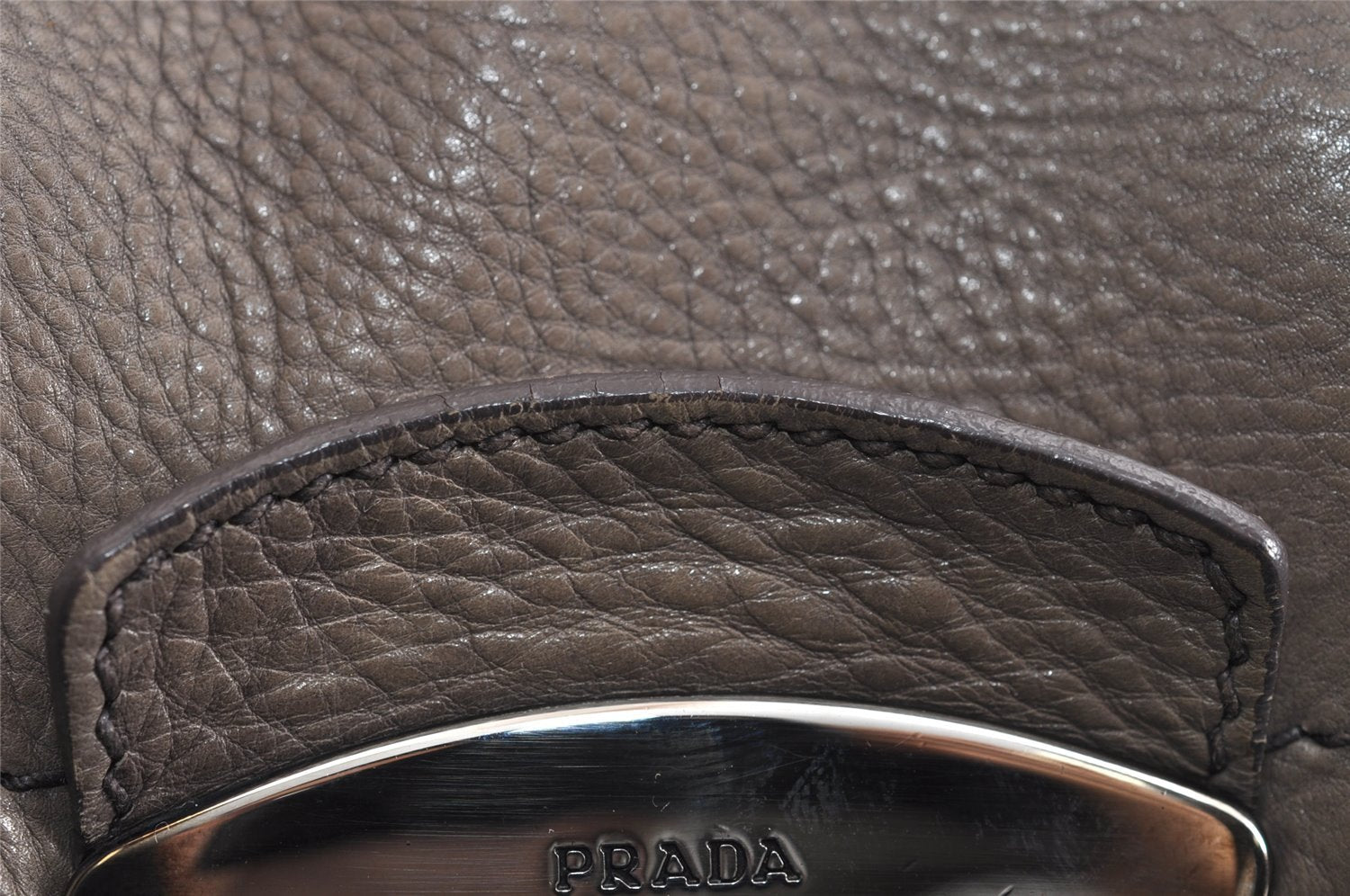 Authentic PRADA Vintage Leather Nappa Shoulder Hand Bag Purse Gray 1897J