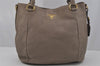 Authentic PRADA Vintage Leather 2Way Shoulder Tote Bag Gray 1898J