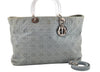 Authentic Christian Dior Diorissimo Cannage 2Way Hand Bag Denim Blue CD 1898K