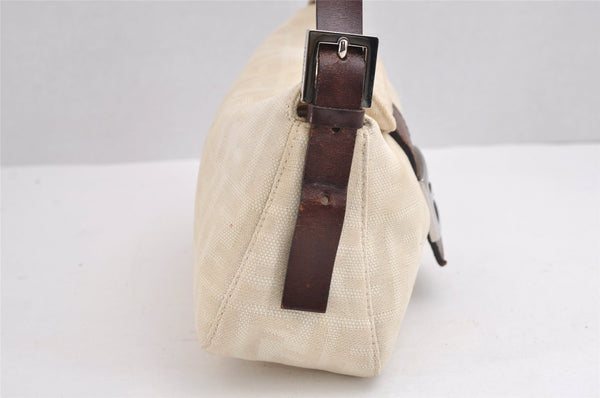 Authentic FENDI Zucca Vintage Shoulder Hand Bag Purse Canvas Leather White 1899J