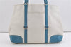 Authentic PRADA VIT DAINO LIFE Leather Shoulder Tote Bag BR2920 White Blue 1900J