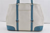 Authentic PRADA VIT DAINO LIFE Leather Shoulder Tote Bag BR2920 White Blue 1900J