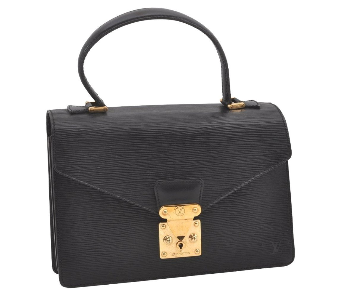 Authentic Louis Vuitton Epi Concorde Hand Bag Purse Black M52132 LV 1901J