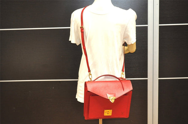 Authentic Louis Vuitton Epi Monceau 2Way Shoulder Hand Bag Red M52127 LV 1903I