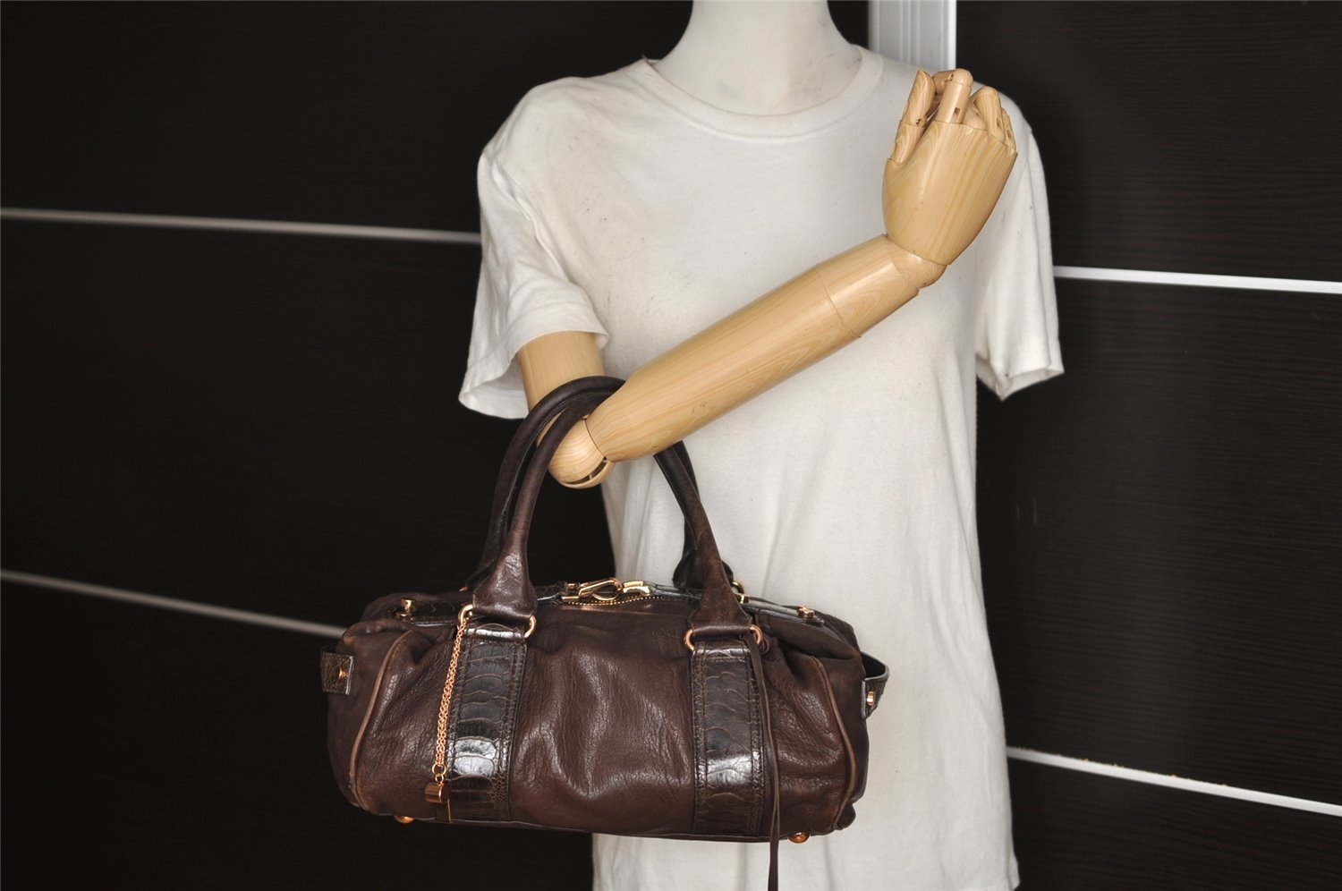 Authentic BALENCIAGA Whistle Shoulder Hand Boston Bag Leather 170936 Brown 1904J