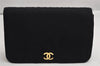 Authentic CHANEL Cotton Matelasse Chain Shoulder Bag Purse Black Junk 1904K