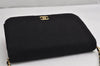 Authentic CHANEL Cotton Matelasse Chain Shoulder Bag Purse Black Junk 1904K